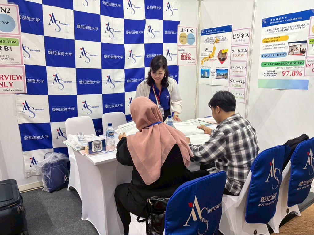Aichi Shukutoku University booth at an education fair in Indonesia