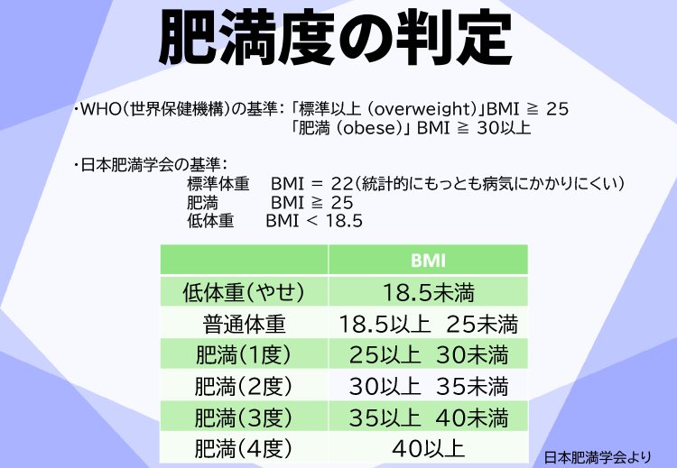 BMI肥満度判定表