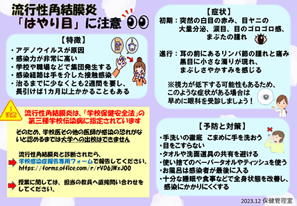 流行性角結膜炎（はやり目）について