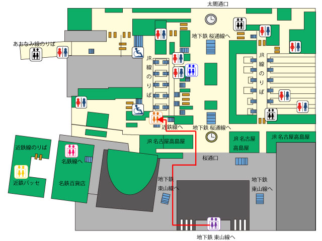 1階近鉄線案内図