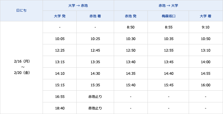 2025年度　後期集中授業（2/16～2/20）