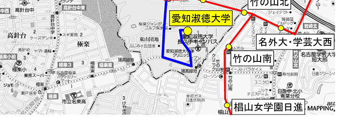 名鉄バス愛知淑徳大学線 運行ルート 愛知淑徳大学