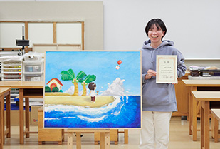 瀬戸市美術展で奨励賞と入選を受賞。制作を通じて教員に求められる人間力を養うことができました。