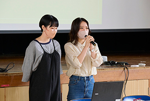 交流文化学部 林ゼミ 学生グループtamagon 中学校講演