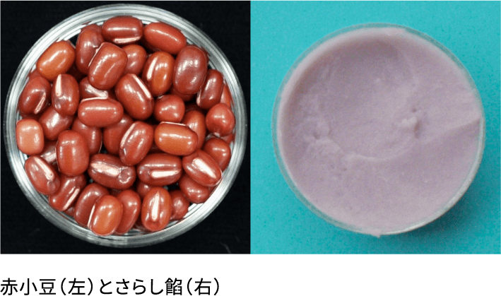 赤小豆（左）とさらし餡（右）